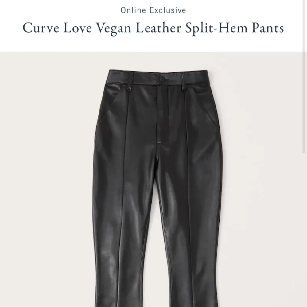 Abercrombie & Fitch Curve Love Vegan Leather Split-Hem Pants